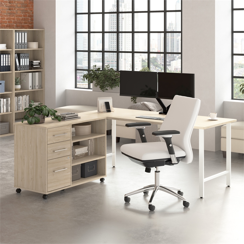 Hustle 72W x 30D Computer Desk with Storage in Natural Elm - Engineered Wood