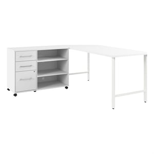 Hustle 72W x 30D Computer Desk with Storage in White - Engineered Wood