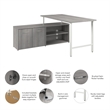 Hustle 60W Computer Desk with Storage Cabinet in Platinum Gray - Engineered Wood
