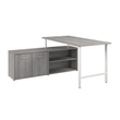 Hustle 60W Computer Desk with Storage Cabinet in Platinum Gray - Engineered Wood