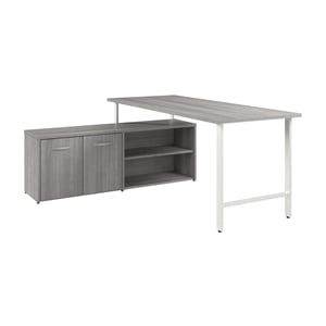 Hustle 72W Computer Desk with Storage Cabinet in Platinum Gray - Engineered Wood