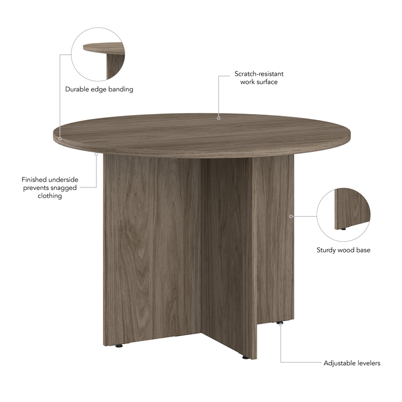Bush Business 42W Round Conference Table in Modern Hickory - Engineered Wood