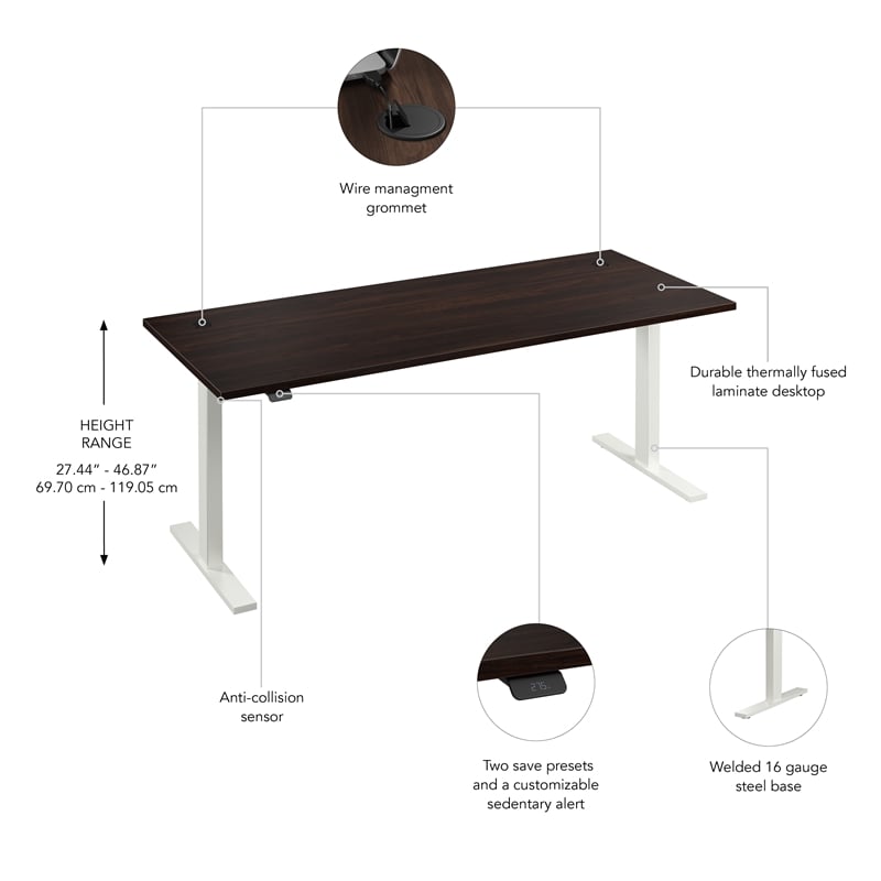 Move 60 Series 72W Adjustable Standing Desk in Black Walnut - Engineered Wood