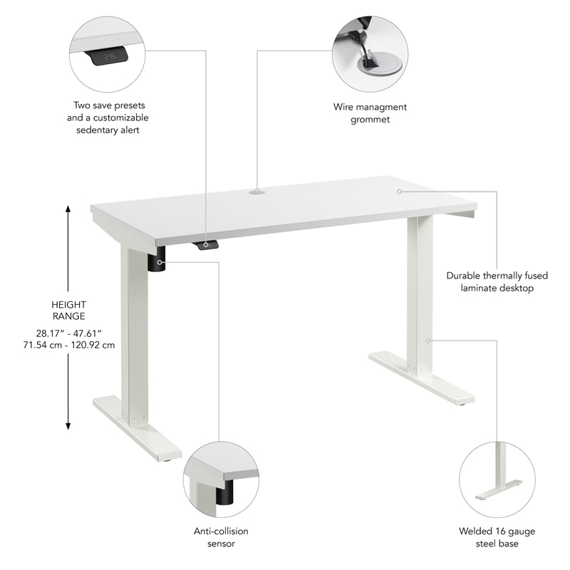 Move 40 Series 48W Adjustable Standing Desk in White - Engineered Wood