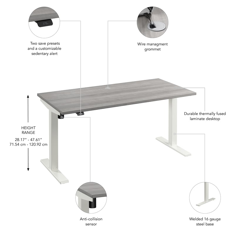 Move 40 Series 60W Adjustable Standing Desk in Platinum Gray - Engineered Wood