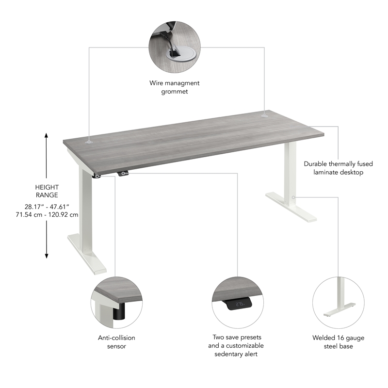 Move 40 Series 72W Adjustable Standing Desk in Platinum Gray - Engineered Wood