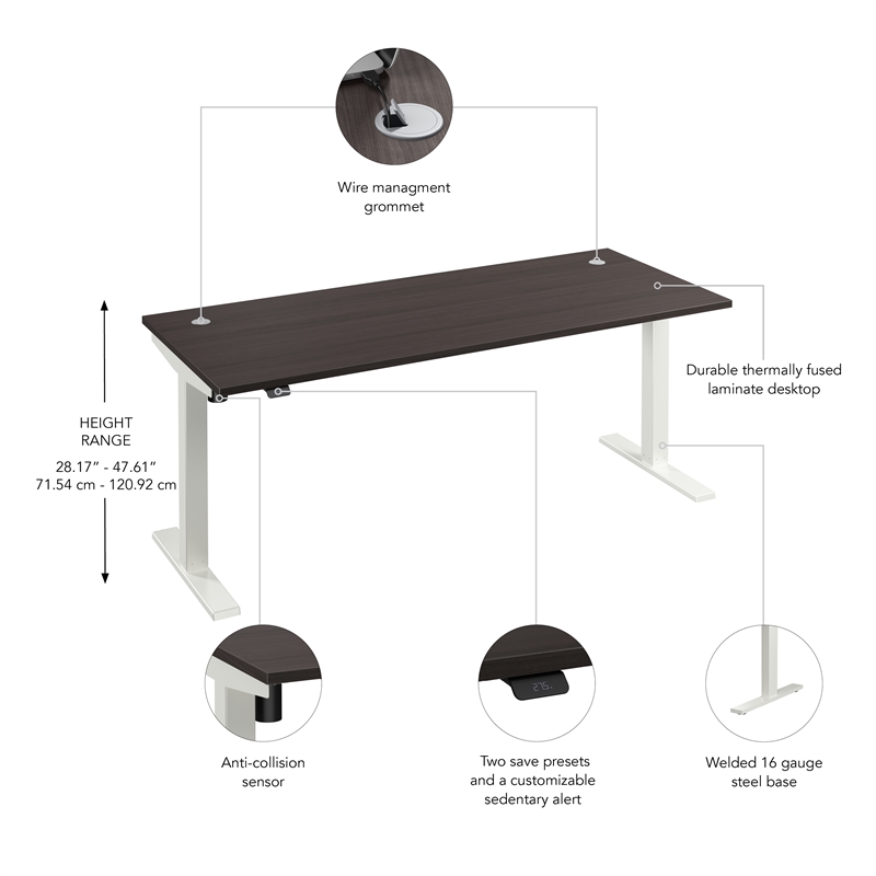 Move 40 Series 72W Adjustable Standing Desk in Storm Gray - Engineered Wood