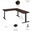 Move 60 Series 60W L Shaped Standing Desk in Mocha Cherry - Engineered Wood