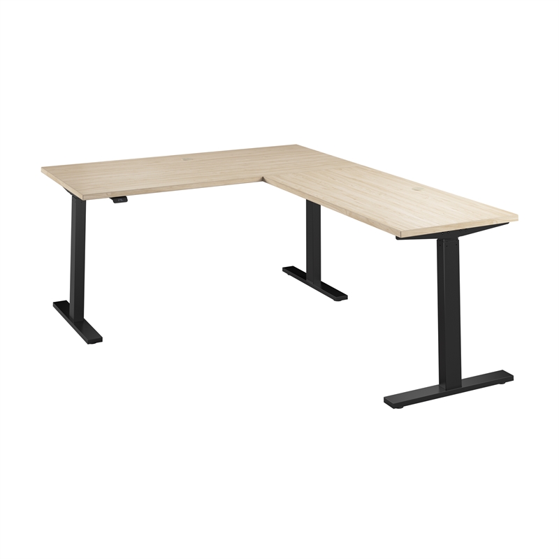Move 60 Series 60W L Shaped Standing Desk in Natural Elm - Engineered Wood