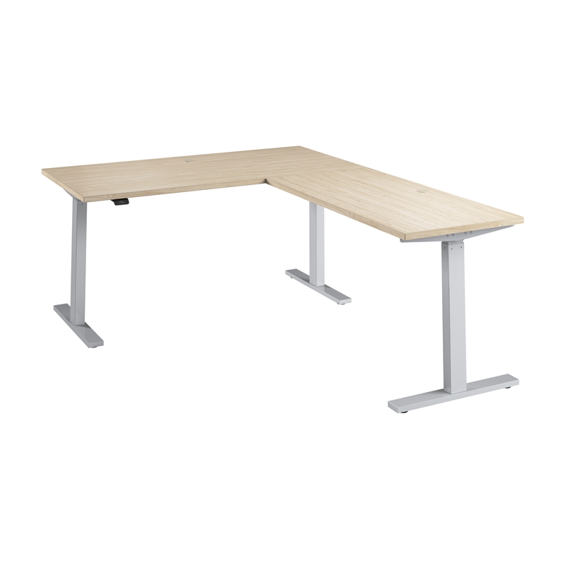 Move 60 Series 60W L Shaped Standing Desk in Natural Elm - Engineered Wood