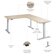 Move 60 Series 60W L Shaped Standing Desk in Natural Elm - Engineered Wood