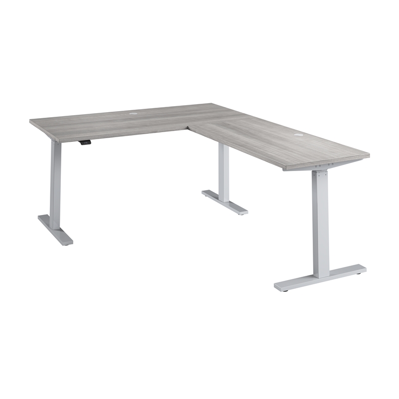 Move 60 Series 60W L Shaped Standing Desk in Platinum Gray - Engineered Wood