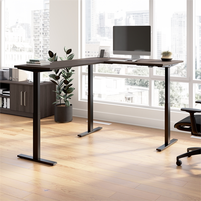 Move 60 Series 60W L Shaped Standing Desk in Storm Gray - Engineered Wood