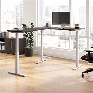 Move 60 Series 60W L Shaped Standing Desk in Storm Gray - Engineered Wood
