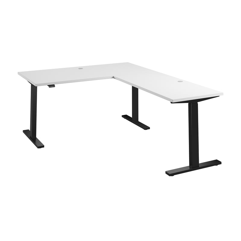 Move 60 Series 60W L Shaped Standing Desk in White - Engineered Wood