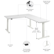Move 60 Series 60W L Shaped Standing Desk in White - Engineered Wood