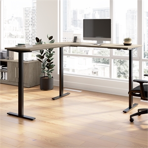 Move 60 Series 72W L Shaped Standing Desk in Modern Hickory - Engineered Wood