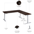 Move 60 Series 72W L Shaped Standing Desk in Mocha Cherry - Engineered Wood