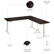 Move 60 Series 72W L Shaped Standing Desk in Mocha Cherry - Engineered Wood