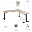 Move 60 Series 72W L Shaped Standing Desk in Natural Elm - Engineered Wood