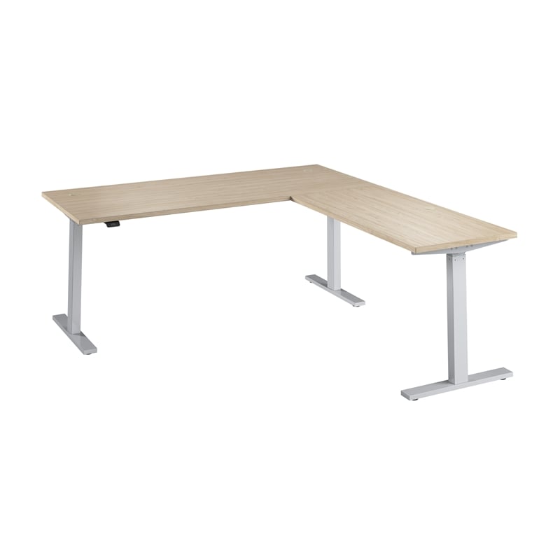 Move 60 Series 72W L Shaped Standing Desk in Natural Elm - Engineered Wood
