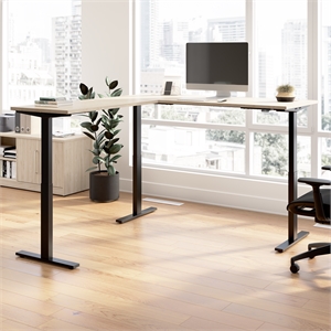 Move 60 Series 72W L Shaped Standing Desk in Natural Elm - Engineered Wood