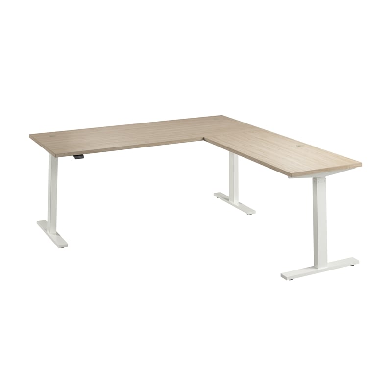 Move 60 Series 72W L Shaped Standing Desk in Natural Elm - Engineered Wood