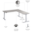 Move 60 Series 72W L Shaped Standing Desk in Platinum Gray - Engineered Wood