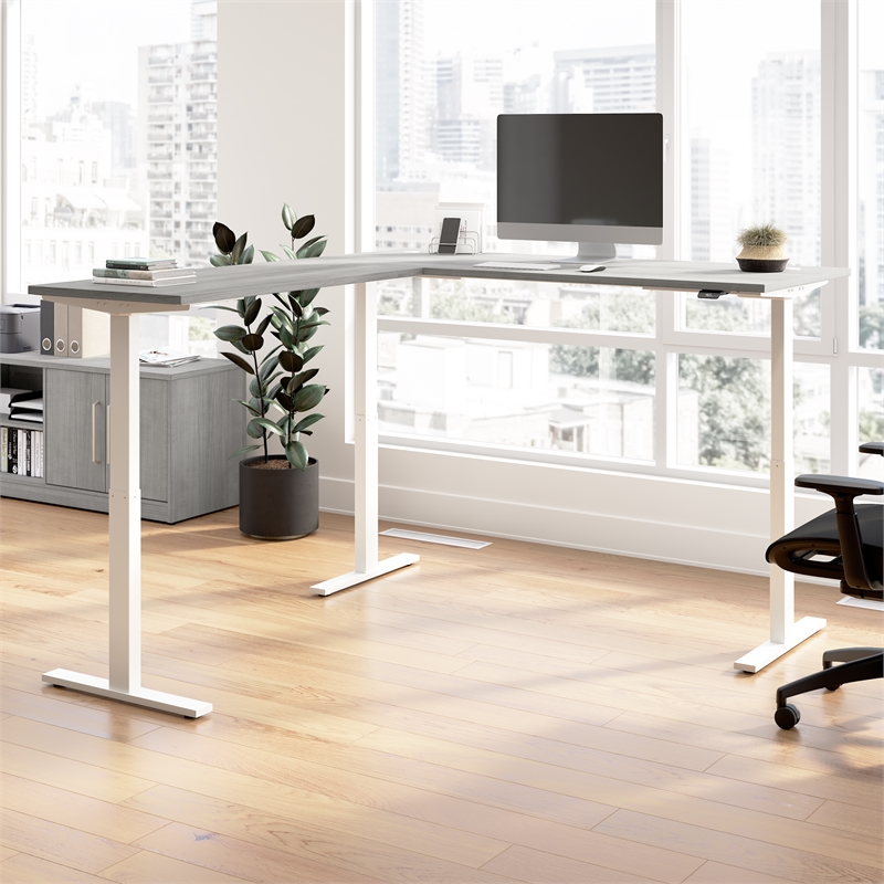 Move 60 Series 72W L Shaped Standing Desk in Platinum Gray - Engineered Wood