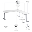 Move 60 Series 72W L Shaped Standing Desk in White - Engineered Wood