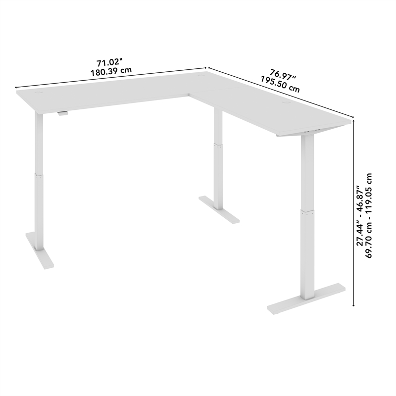 Move 60 Series 72W L Shaped Standing Desk in White - Engineered Wood