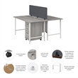 Hustle 2 Person Computer Desk with Drawers in Platinum Gray - Engineered Wood