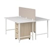 Hustle 2 Person Computer Desk with Drawers in White/Elm - Engineered Wood