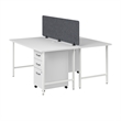 Hustle 2 Person Computer Desk with Drawers in White - Engineered Wood