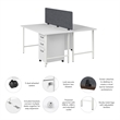 Hustle 2 Person Computer Desk with Drawers in White - Engineered Wood
