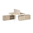 Hustle 2 Person Desk with Low Storage Cabinet in Natural Elm - Engineered Wood