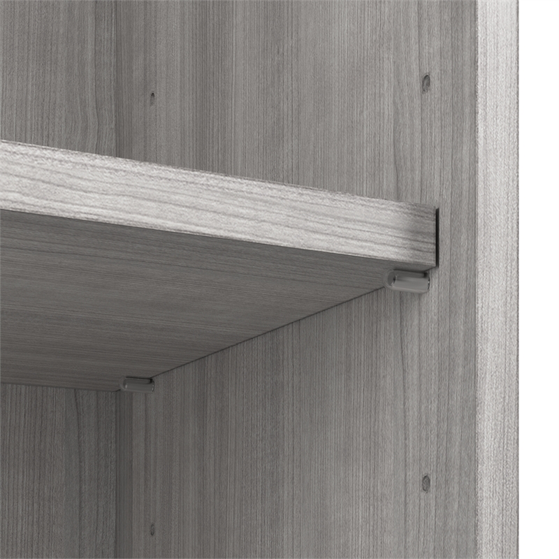 Hustle 2 Person Desk with Low Storage Cabinet in Platinum Gray - Engineered Wood