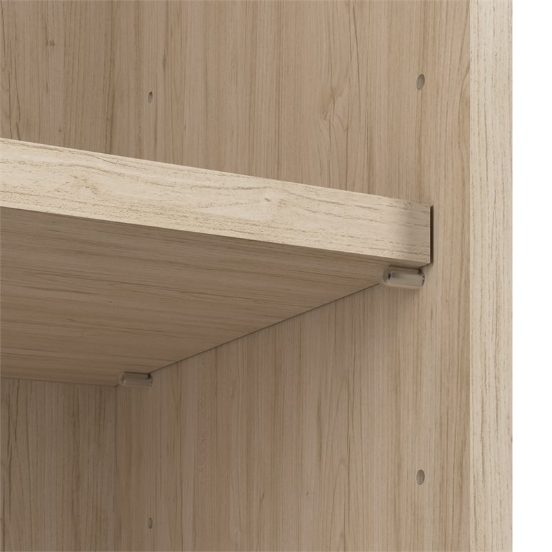 Hustle 2 Person Desk with Low Storage Cabinet in White/Elm - Engineered Wood