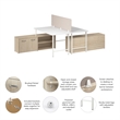 Hustle 2 Person Desk with Low Storage Cabinet in White/Elm - Engineered Wood