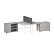 Hustle 2 Person Desk with Mobile Storage in Platinum Gray - Engineered Wood