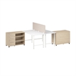 Hustle 2 Person Desk with Mobile Storage in White/Elm - Engineered Wood