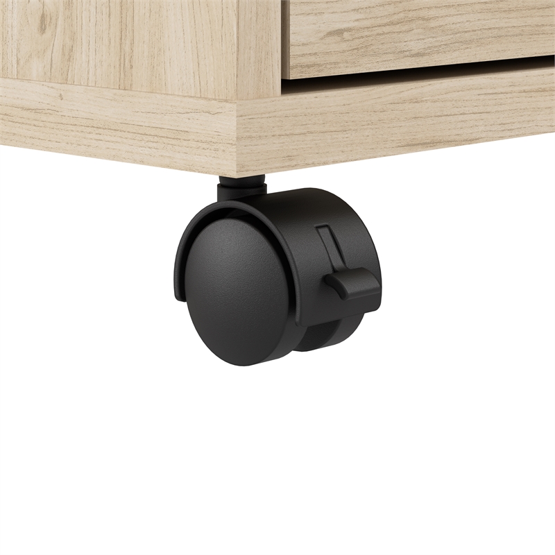 Hustle 2 Person Desk with Mobile Storage in White/Elm - Engineered Wood