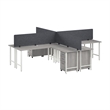 Hustle 4 Person L Shaped Desk with Drawers in Platinum Gray - Engineered Wood