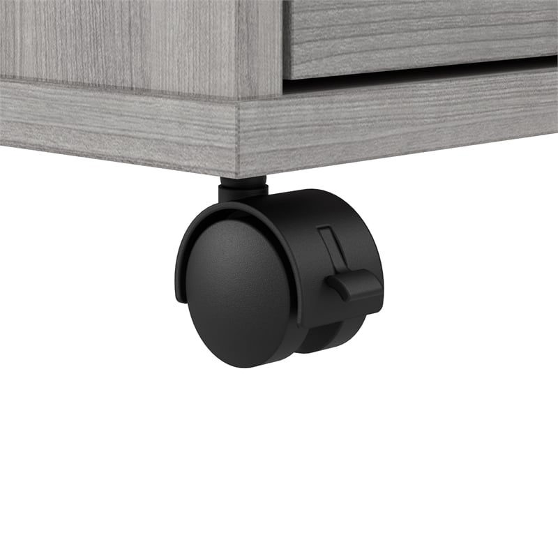 Hustle 4 Person L Shaped Desk with Drawers in Platinum Gray - Engineered Wood