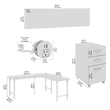 Hustle 4 Person L Shaped Desk with Drawers in Platinum Gray - Engineered Wood