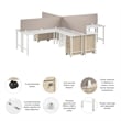 Hustle 4 Person L Shaped Desk with Drawers in White/Elm - Engineered Wood