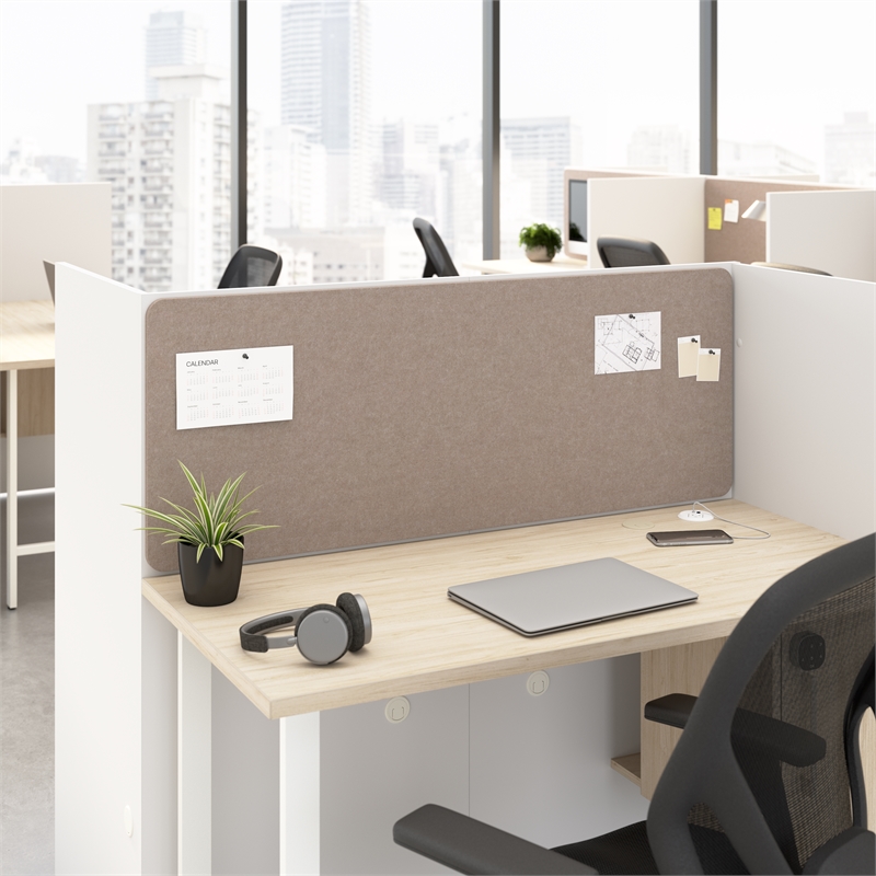 Hustle Tackboard for 48W Cubicle Desk in Warm Beige Fabric