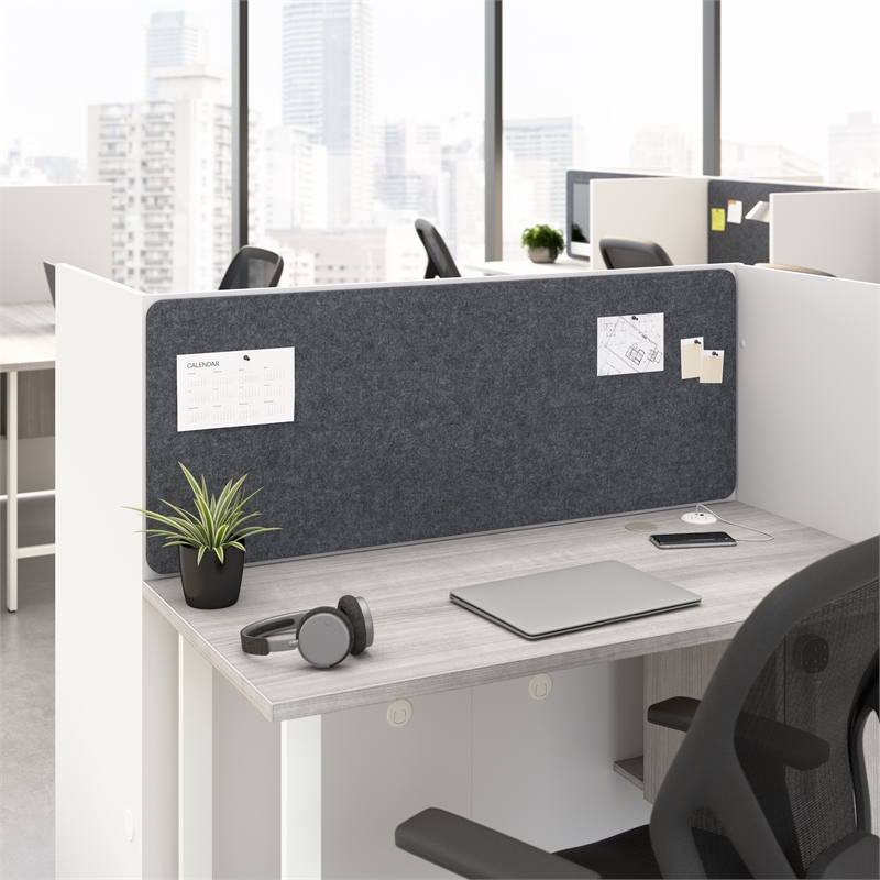 Hustle Tackboard for 48W Cubicle Desk in Cool Charcoal Fabric