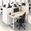 Hustle 60W 2 Person Cubicle Desk with Storage in White/Elm - Engineered Wood