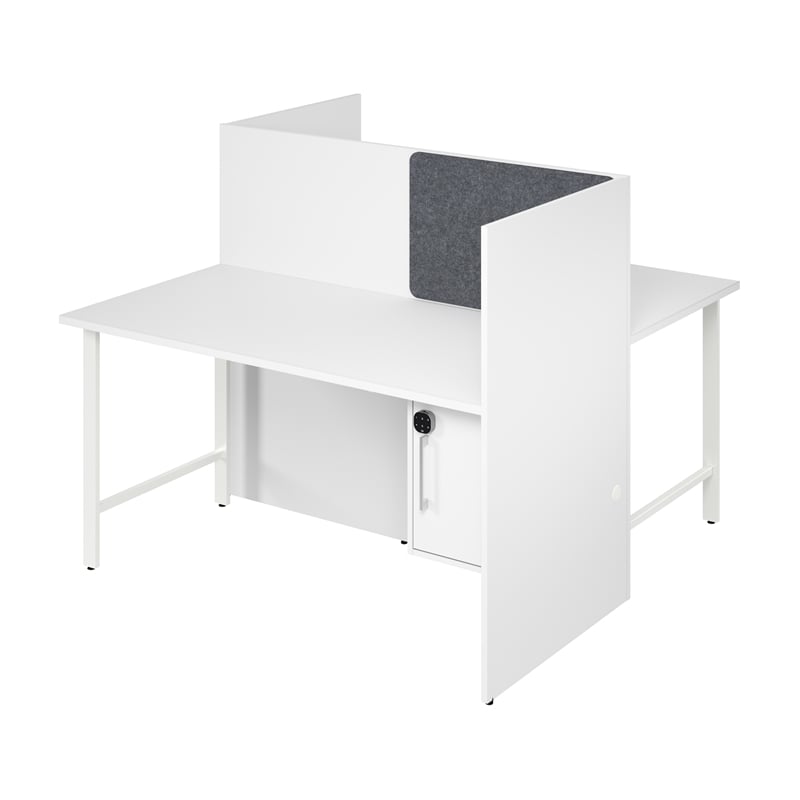 Hustle 60W 2 Person Cubicle Desk with Storage in White - Engineered Wood